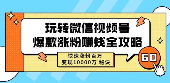 玩转微信视频号爆款涨粉赚钱全攻略，快速涨粉百万变现万元秘诀-问小徐资源库