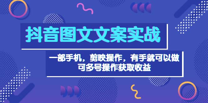 抖音图文毒文案实战：一部手机 剪映操作 有手就能做，单号日入几十 可多号-问小徐资源库