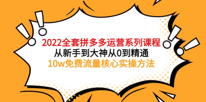 2022全套拼多多运营课程，从新手到大神从0到精通，10w免费流量核心实操方法-问小徐资源库