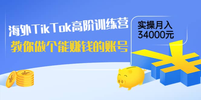 海外TikTok高阶训练营：教你做个能赚钱的账号，实操月入34000元！-问小徐资源库