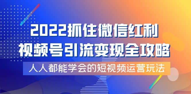 2022抓住微信红利，视频号引流变现全攻略，人人都能学会的短视频运营玩法-问小徐资源库