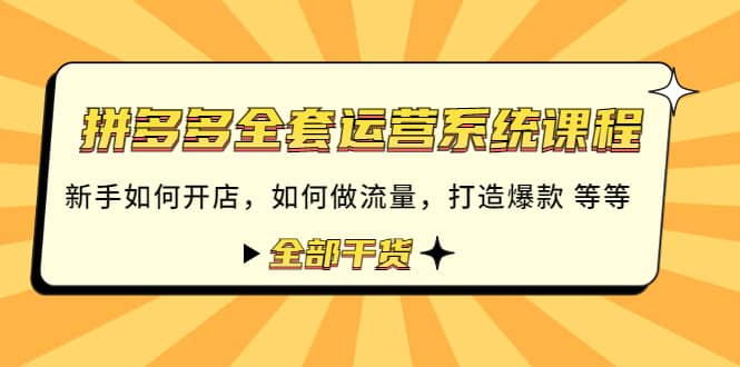 拼多多全套运营系统课程：新手如何开店 如何做流量 打造爆款 等等 全部干货-问小徐资源库