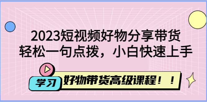 2023短视频好物分享带货，好物带货高级课程，轻松一句点拨，小白快速上手-问小徐资源库