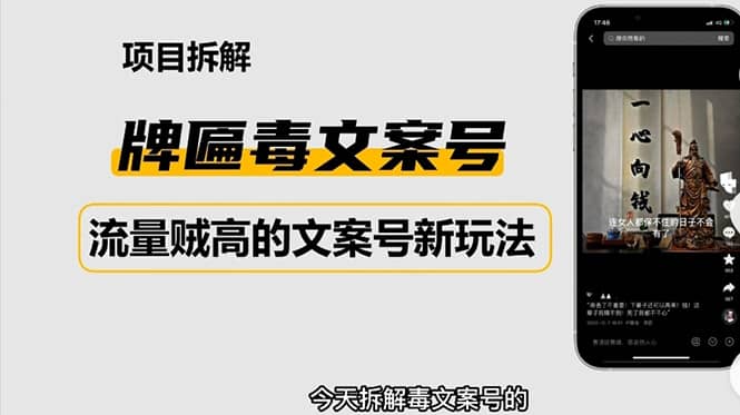 2023抖音快手毒文案新玩法，牌匾文案号，起号快易变现-问小徐资源库