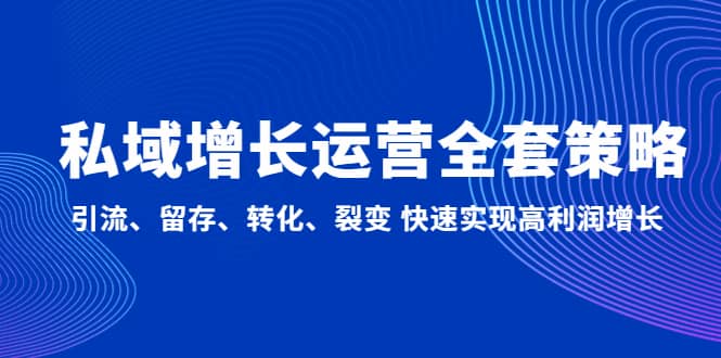 私域增长运营全套策略：引流、留存、转化、裂变 快速实现高利润增长-问小徐资源库
