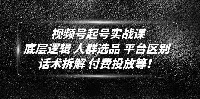 视频号起号实战课：底层逻辑 人群选品 平台区别 话术拆解 付费投放等-问小徐资源库