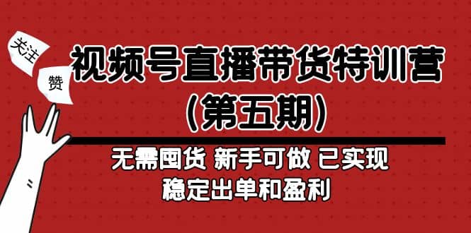 视频号直播带货特训营（第五期）无需囤货 新手可做 已实现稳定出单和盈利-问小徐资源库