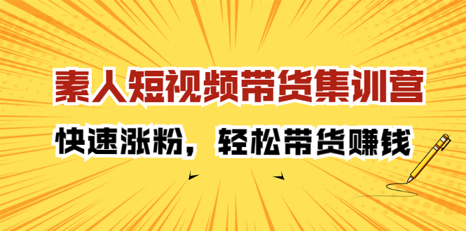 素人短视频带货集训营：快速涨粉，轻松带货赚钱-问小徐资源库