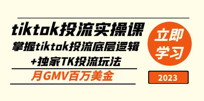 tiktok投流实操课：掌握tiktok投流底层逻辑+独家TK投流玩法-问小徐资源库