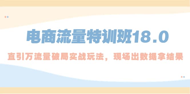 电商流量特训班18.0，直引万流量破局实操玩法，现场出数据拿结果-问小徐资源库