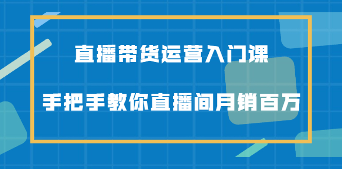 直播带货运营入门课，手把手教你直播间月销百万-问小徐资源库