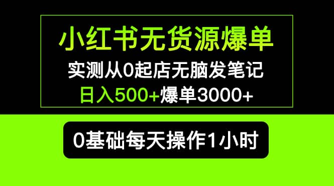 小红书无货源爆单 实测从0起店无脑发笔记爆单3000+长期项目可多店-问小徐资源库