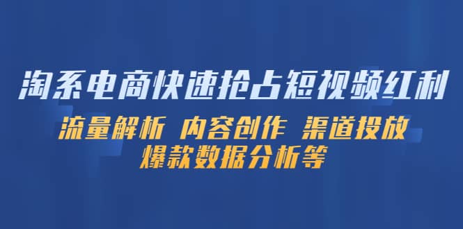 淘系电商快速抢占短视频红利：流量解析 内容创作 渠道投放 爆款数据分析等-问小徐资源库