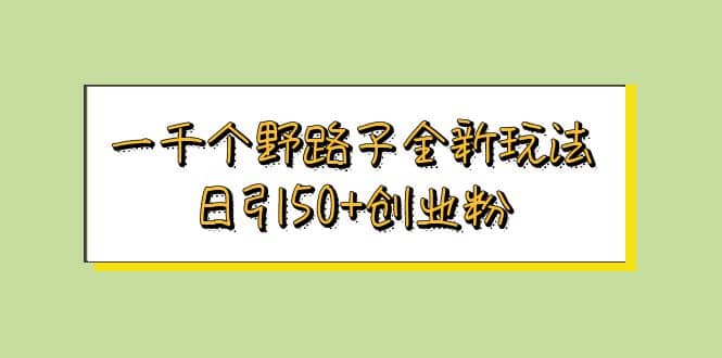 一千个野路子全新玩法 日引50+创业粉-问小徐资源库