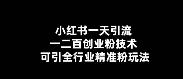 【引流必备】小红书一天引流一二百创业粉技术，可引全行业精准粉玩法-问小徐资源库