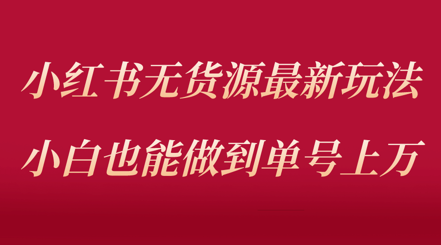 小红书无货源最新螺旋起号玩法，电商小白也能做到单号上万（收费3980）-问小徐资源库