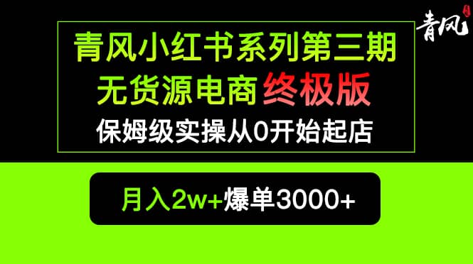 小红书无货源电商爆单终极版【视频教程+实战手册】保姆级实操从0起店爆单-问小徐资源库