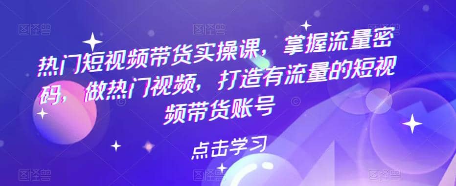 热门短视频带货实战 掌握流量密码 做热门视频 打造有流量的短视频带货账号-问小徐资源库