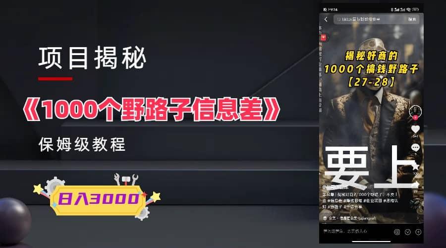 1000个野路子信息差保姆式教程-单日变现3000+的玩法解密-问小徐资源库