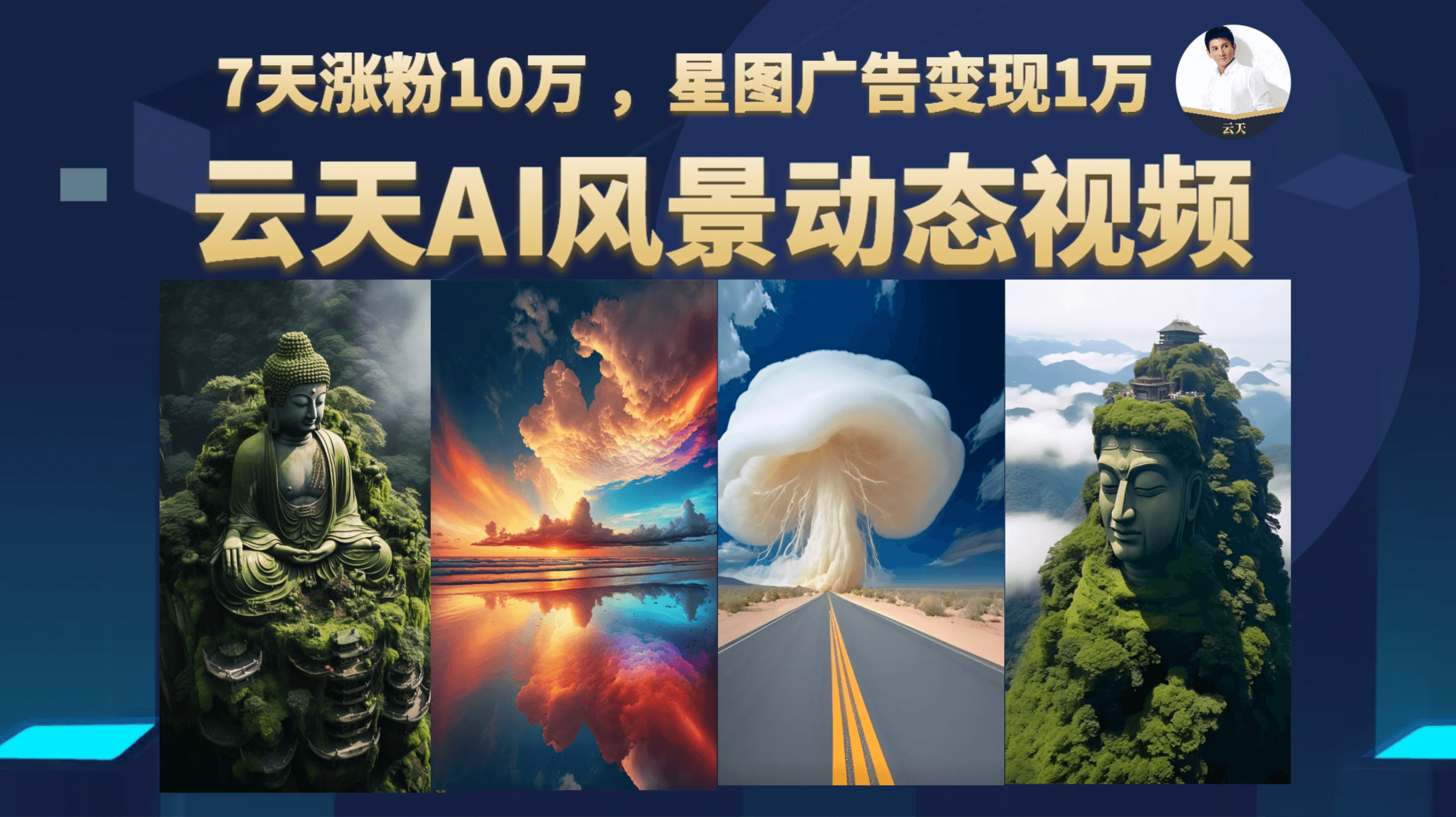 云天AI风景动图视频制作，7天涨粉10万 ，星图广告变现1万-问小徐资源库