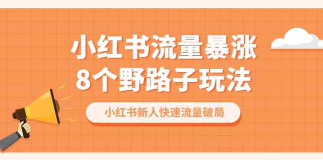 小红书流量-暴涨8个野路子玩法：小红书新人快速流量破局（8节课）-问小徐资源库