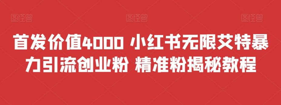首发价值4000 小红书无限艾特暴力引流创业粉 精准粉揭秘教程-问小徐资源库
