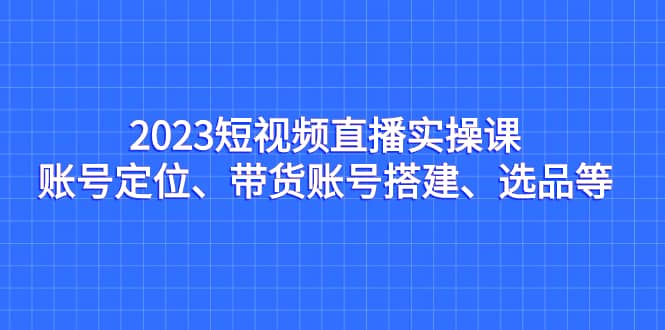 2023短视频直播实操课，账号定位、带货账号搭建、选品等-问小徐资源库