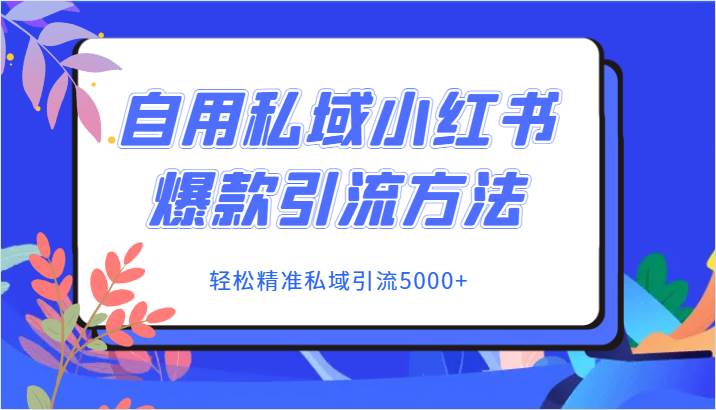自用私域小红书爆款引流方法，轻松精准私域引流5000+-问小徐资源库