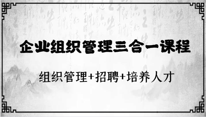 企业组织管理三合一课程：组织管理+招聘+培养人才-问小徐资源库