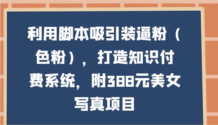 利用脚本吸引装逼粉（色粉），打造知识付费系统，附388元美女写真项目-问小徐资源库