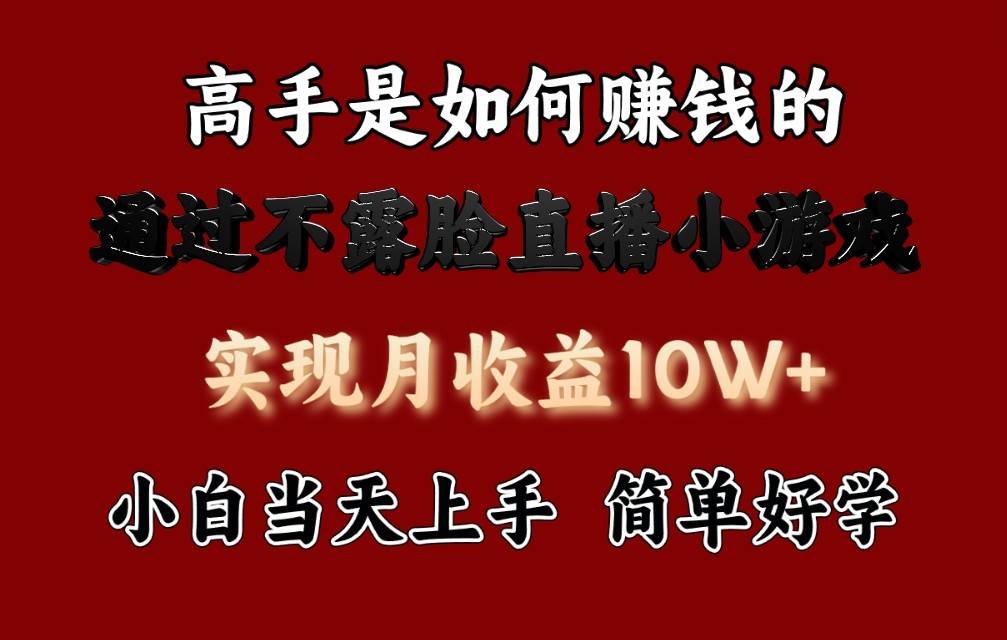 每天收益3800+，来看高手是怎么赚钱的，新玩法不露脸直播小游戏，小白当天上手-问小徐资源库