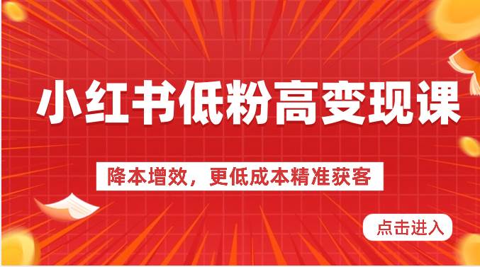 小红书低粉高变现课-降本增效，更低成本精准获客，小红书必爆的流量密码-问小徐资源库