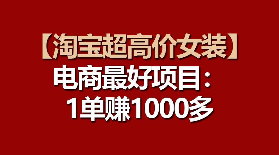 【淘宝超高价女装】电商最好项目：一单赚1000多-问小徐资源库