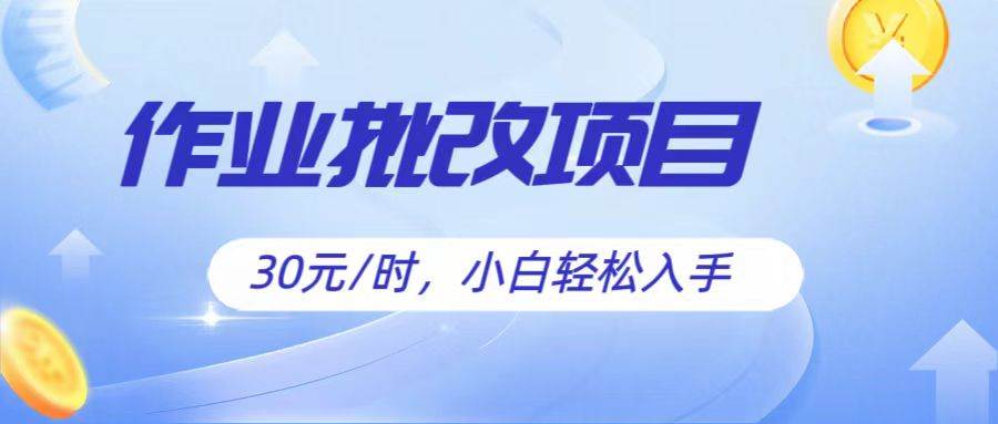 作业批改项目30元/时，简单小白轻松入手，非常适合兼职-问小徐资源库