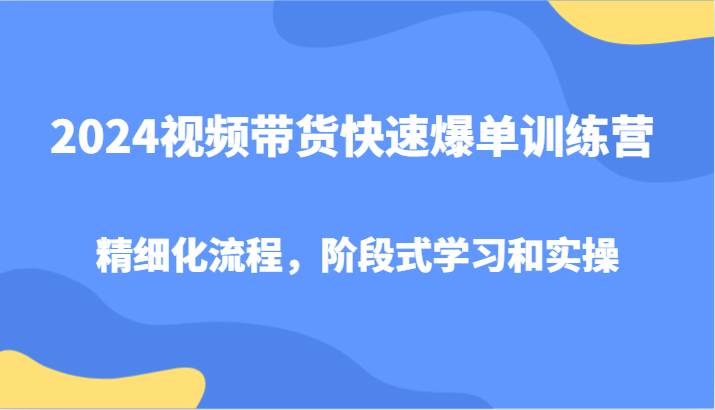2024视频带货快速爆单训练营，精细化流程，阶段式学习和实操-问小徐资源库