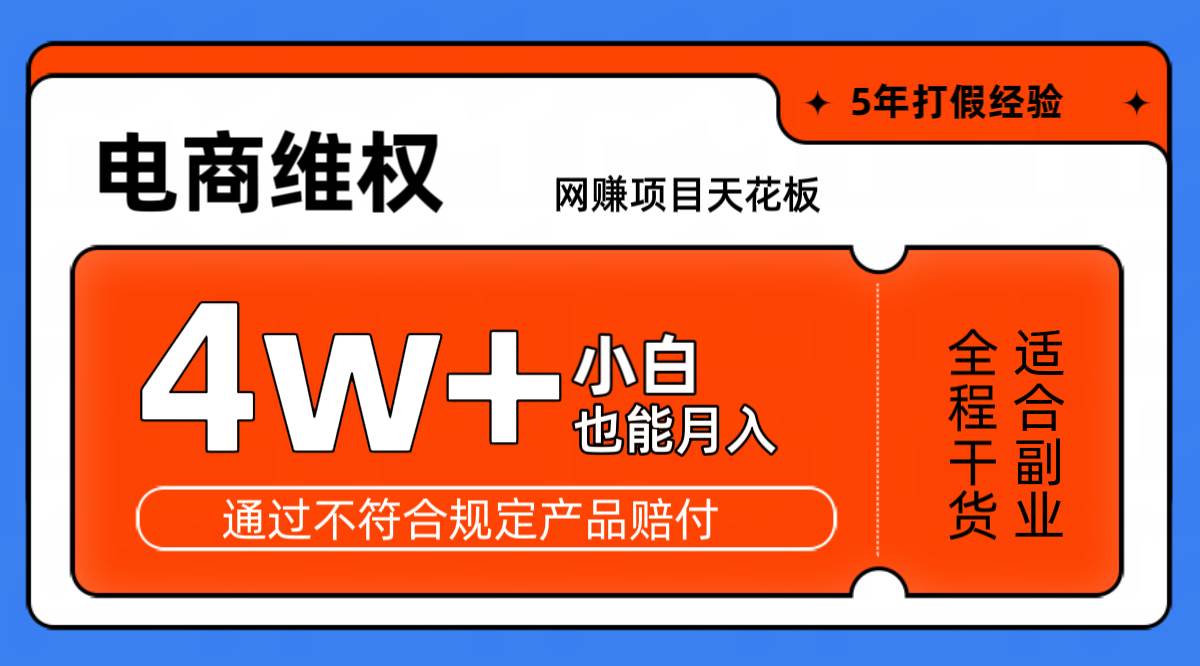 网赚项目天花板电商购物维权月收入稳定4w+独家玩法小白也能上手-问小徐资源库