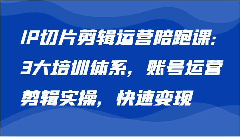 IP切片剪辑运营陪跑课，3大培训体系：账号运营 剪辑实操 快速变现-问小徐资源库
