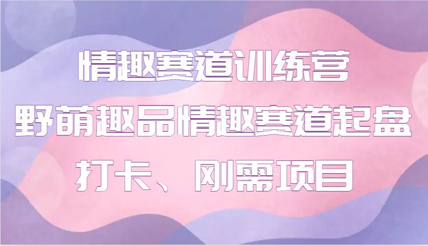 情趣赛道训练营 野萌趣品情趣赛道起盘打卡、刚需项目-问小徐资源库