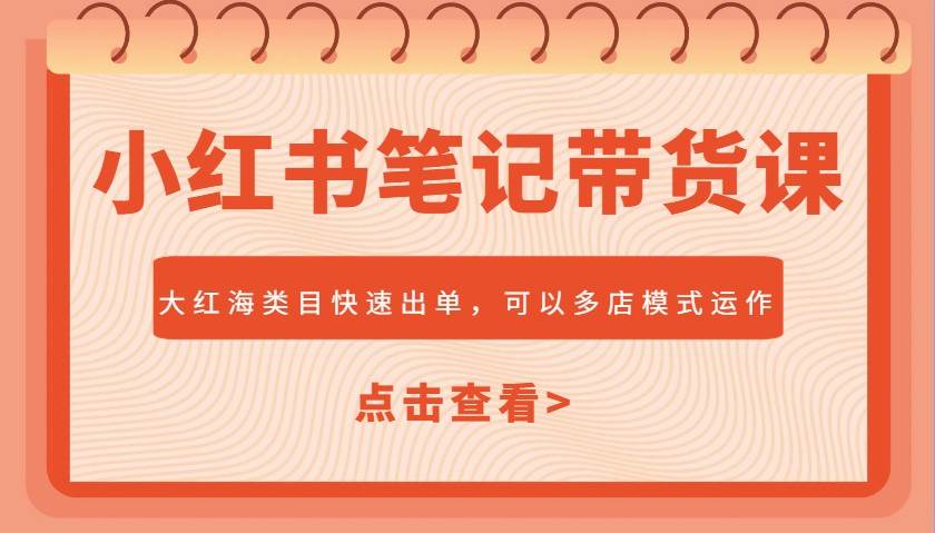 小红书笔记带货课，大红海类目快速出单，市场大，可以多店模式运作-问小徐资源库