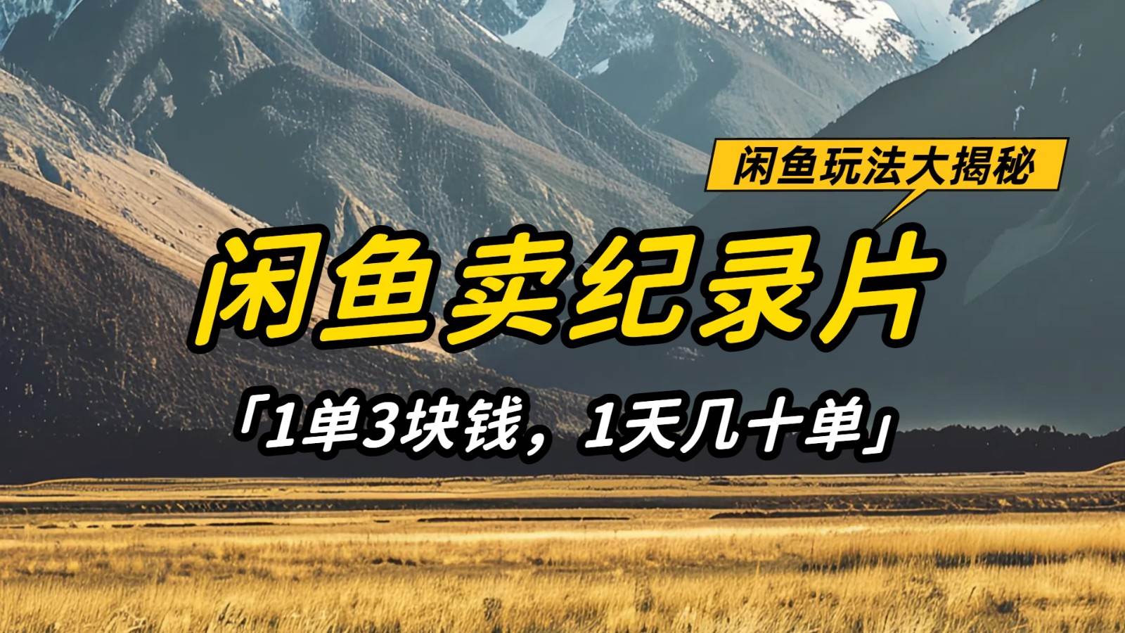 闲鱼卖纪录片，简单又赚钱的小项目，1单3块钱  1天几十单-问小徐资源库
