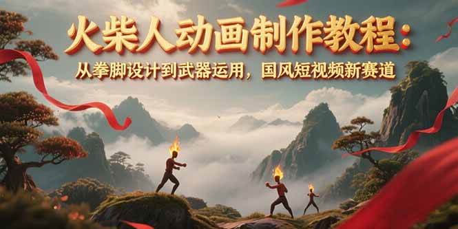 火柴人动画制作教程：从拳脚设计到武器运用，国风短视频新赛道-问小徐资源库