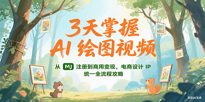 3天掌握AI绘图视频，从MJ 注册到商用变现，电商设计IP统一全流程攻略-问小徐资源库