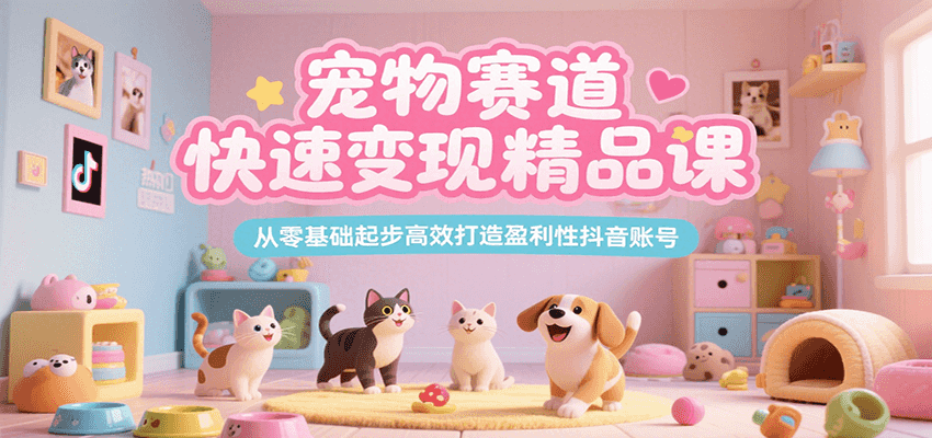 宠物赛道快速变现精品课，从零基础起步高效打造盈利性抖音账号-问小徐资源库