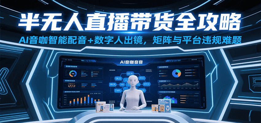 半无人直播带货全攻略：AI音咖智能配音+数字人出镜，解决账号矩阵与平台违规难题-问小徐资源库