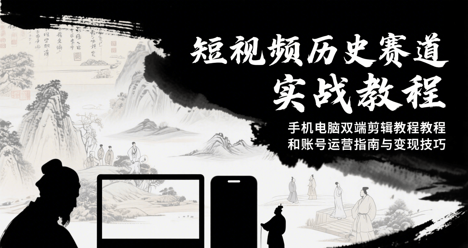 短视频历史赛道实战教程，手机电脑双端剪辑教程和账号运营指南与变现技巧-问小徐资源库