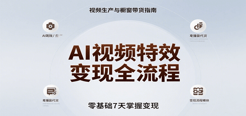 AI视频特效变现全流程，零基础7天掌握视频生产到橱窗带货变现-问小徐资源库