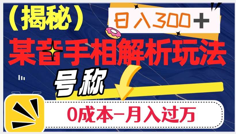 日入300+的，抖音手相解析玩法，号称0成本月入过万（揭秘）-问小徐资源库