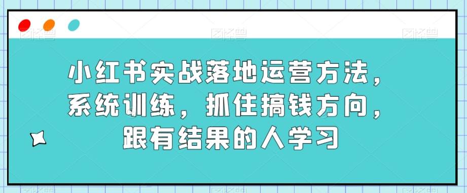 小红书实战落地运营方法，系统训练，抓住搞钱方向，跟有结果的人学习-问小徐资源库