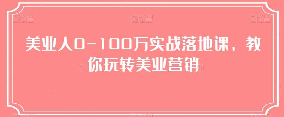 美业人0-100万实战落地课，教你玩转美业营销-问小徐资源库