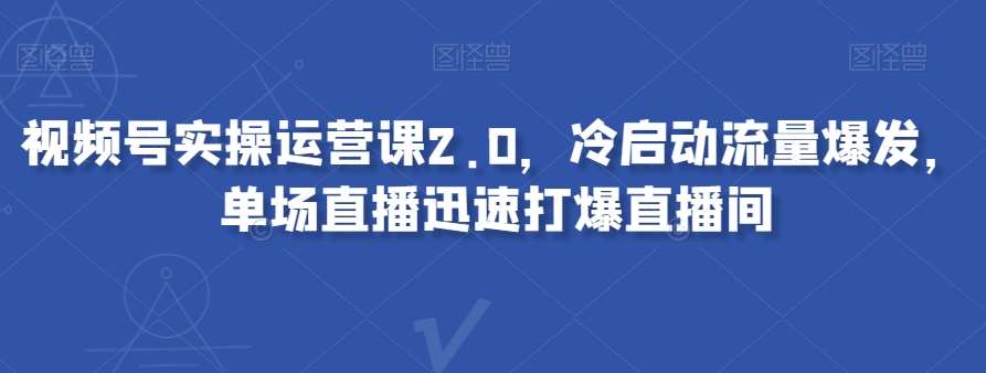 视频号实操运营课2.0，冷启动流量爆发，单场直播迅速打爆直播间-问小徐资源库